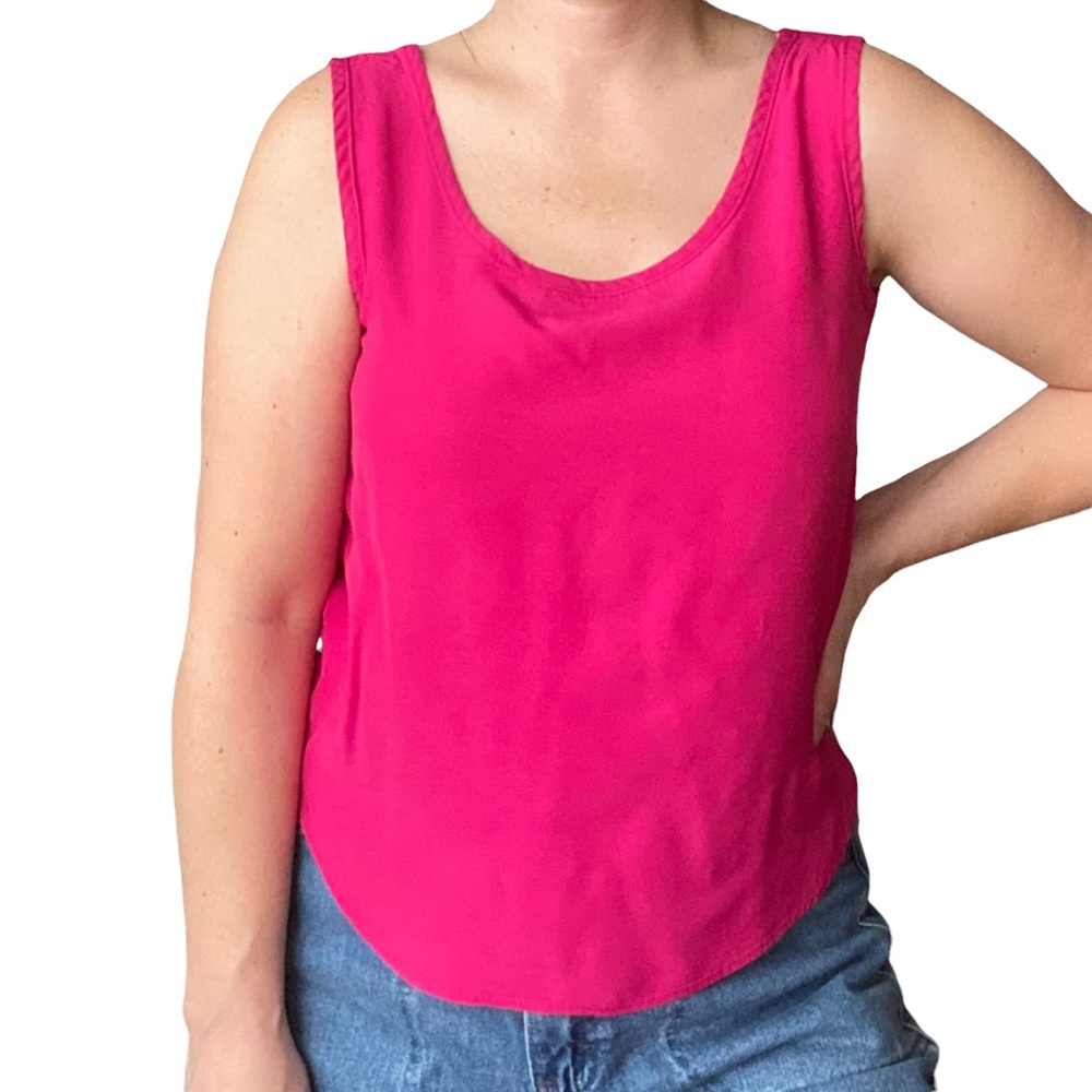 Vintage 80s fuchsia pink tank top, Size M